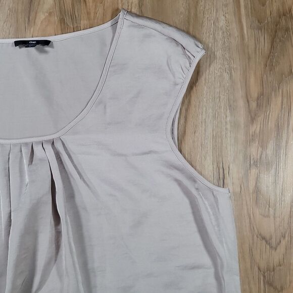 🔺️Gap Taupe Satin Scoop Neck Sleeveless Top Large - Picture 3 of 8